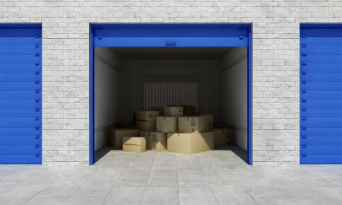 moving boxes inside a storage unit