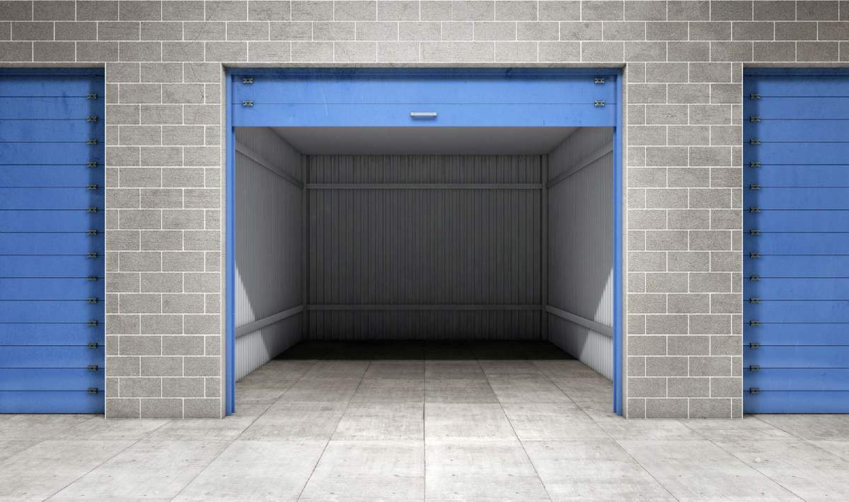 Looking inside an open self storage unit