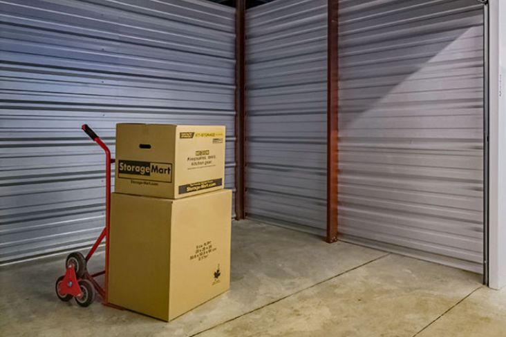 Boxes in climate controlled storage unit