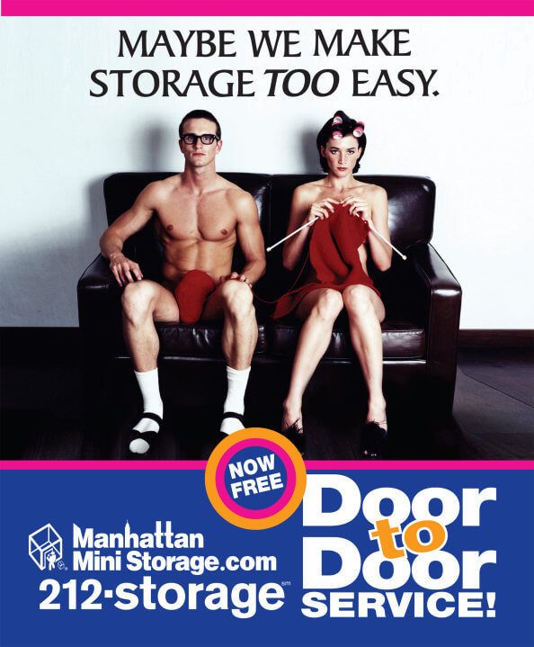 Manhattan Mini Storage Billboard - woman man couch